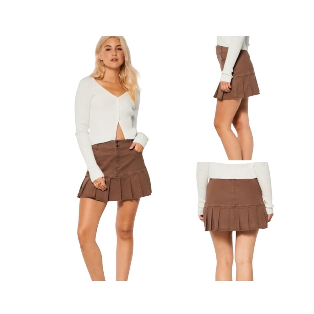 Hollister Y2K Ruffle Mini Skirt Size M‎ Twee Preppy Indie 90s Western Boho Brown